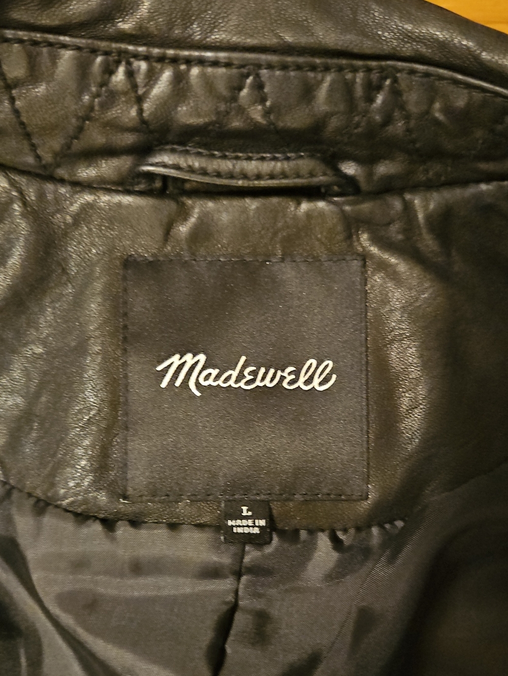 Madewell Washed Leather Motorcycle Jacket Brass Hardware Black Size Large - Picture 5 of 14